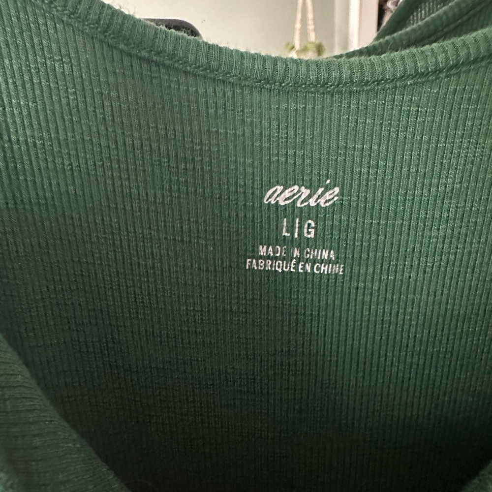 aerie Maxi Dress in Forest Green Ribbed Knit with Spaghetti Straps Women’s Large - Picture 5 of 5